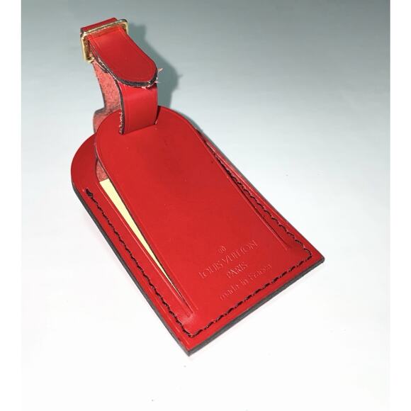 Louis Vuitton Red Bag Tag Gold-tone Accent Black Stitching w/ Strap Poignet - Picture 5 of 10